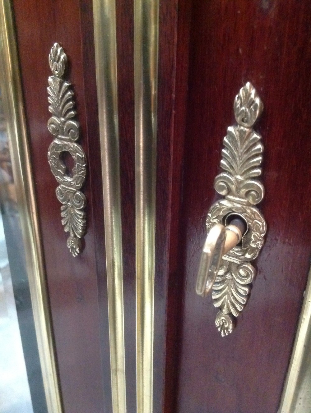 FRENCH BRASS AND MAHOGANY ARMOIRE BY PARIS MAKER View VII