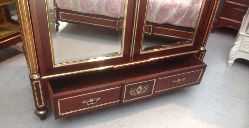 FRENCH BRASS AND MAHOGANY ARMOIRE BY PARIS MAKER View IX