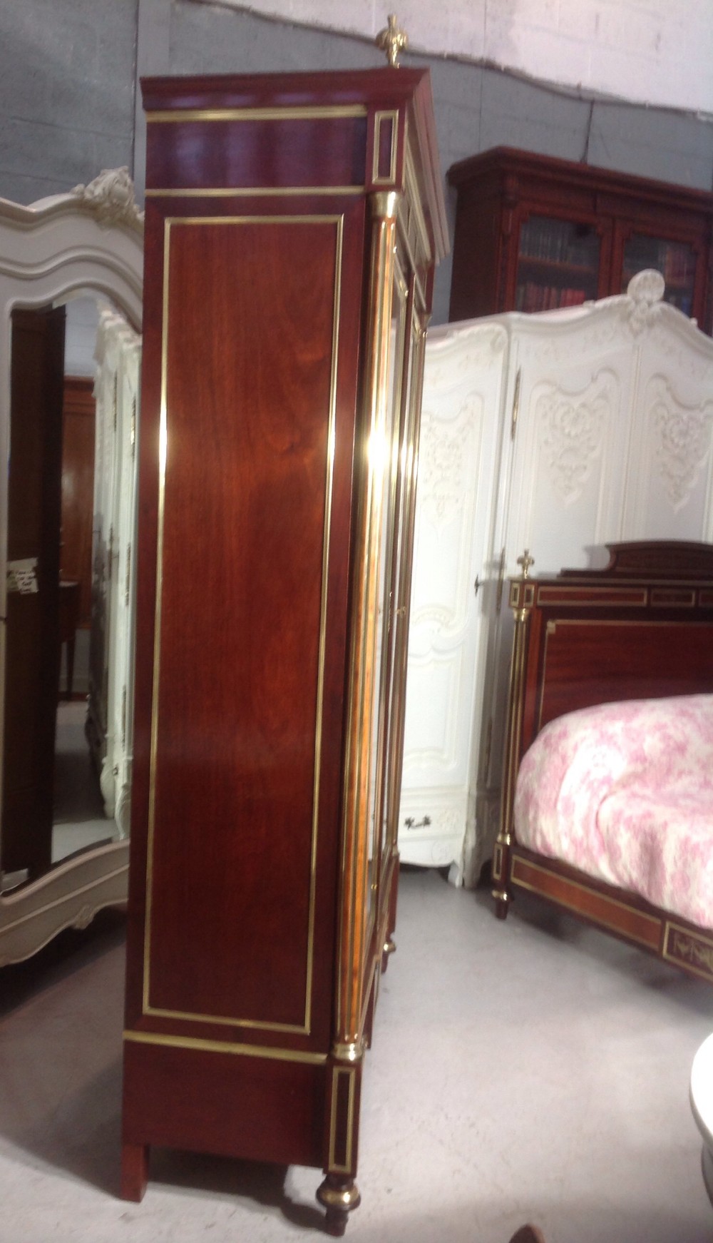 FRENCH BRASS AND MAHOGANY ARMOIRE BY PARIS MAKER View X
