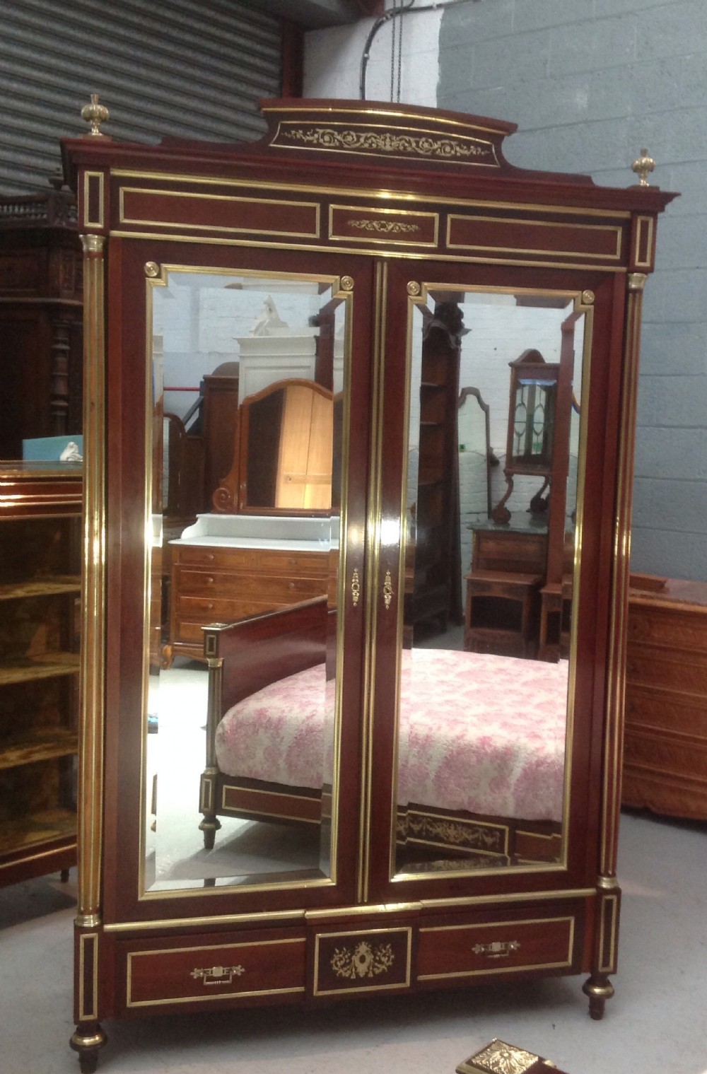 FRENCH BRASS AND MAHOGANY ARMOIRE BY PARIS MAKER View XIII