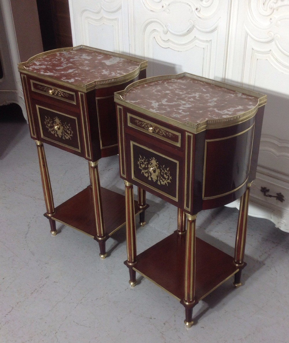 PAIR OF FRENCH MAHOGANY BEDSIDE CABINETS BY PARIS MAKER View IV