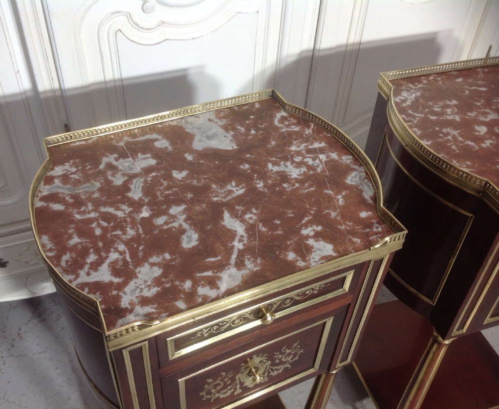 PAIR OF FRENCH MAHOGANY BEDSIDE CABINETS BY PARIS MAKER View IX