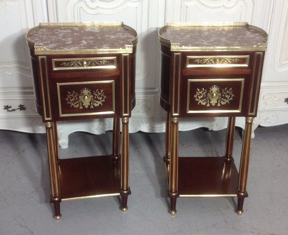PAIR OF FRENCH MAHOGANY BEDSIDE CABINETS BY PARIS MAKER View XIII