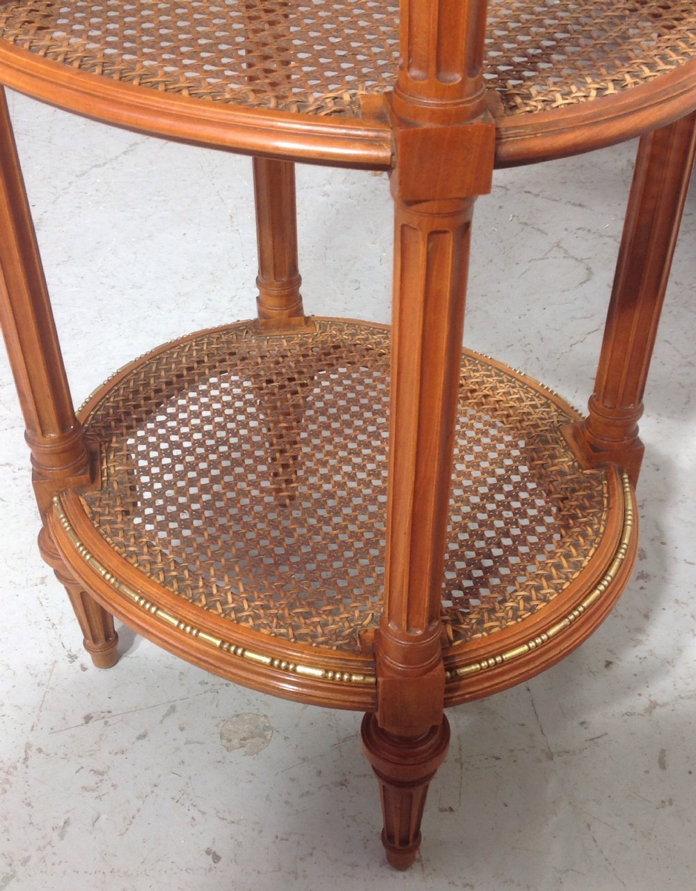 SATINWOOD FRENCH LAMP TABLE WITH BERGERE SHELVES by DECAUX & MAOUS View VII