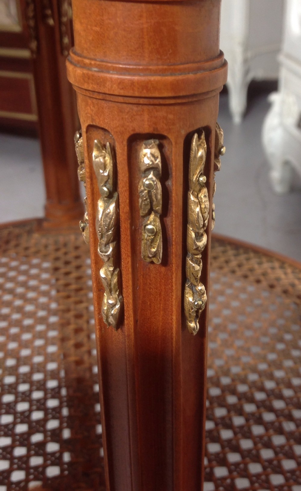 SATINWOOD FRENCH LAMP TABLE WITH BERGERE SHELVES by DECAUX & MAOUS View VIII