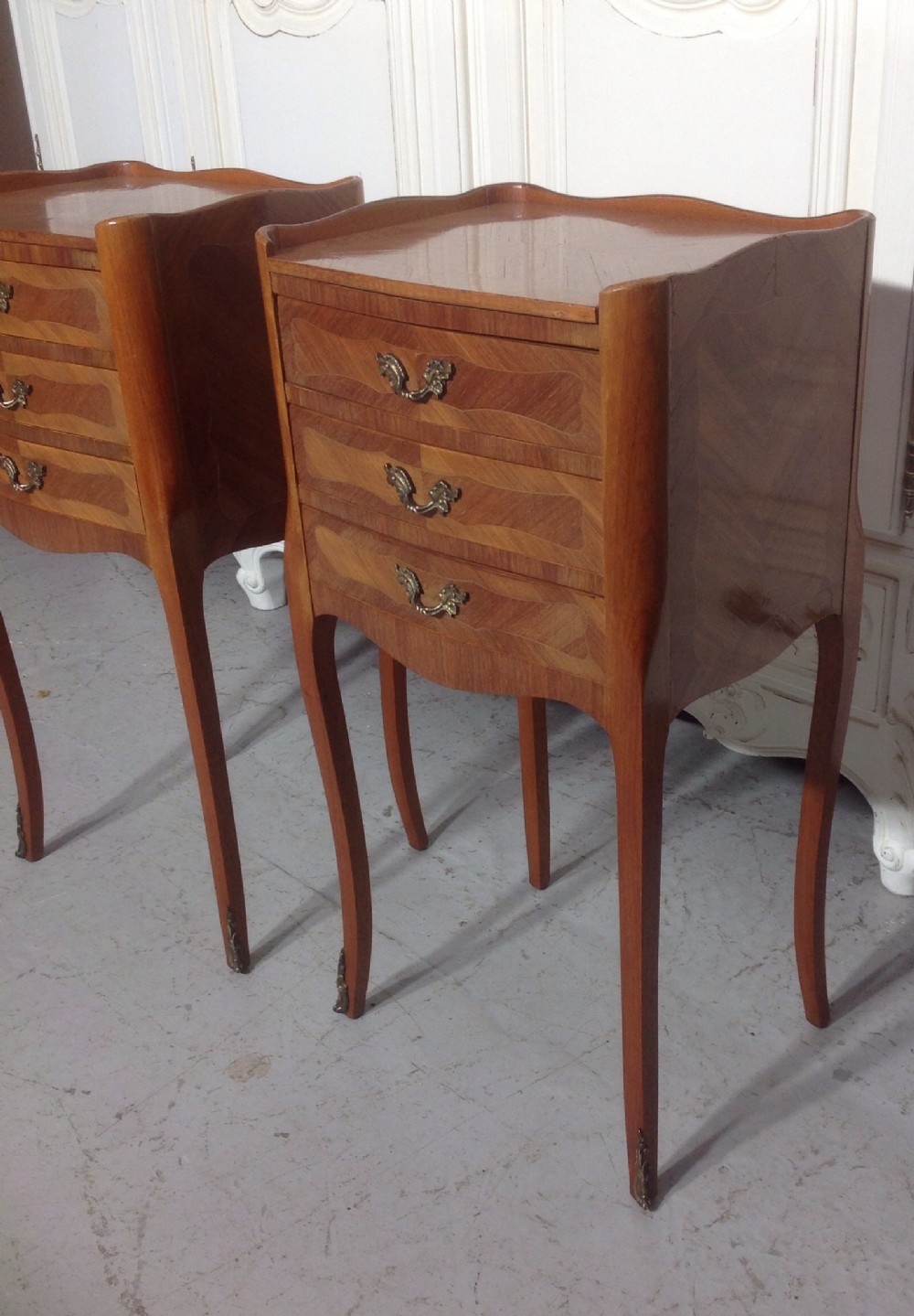 Pair of French marquetry bedside cabinets View IV