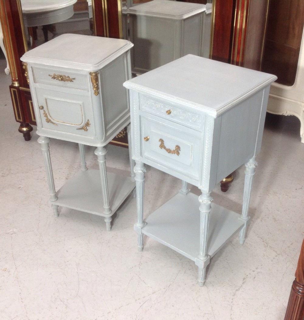 TWO PAINTED FRENCH BEDSIDE CABINETS View II