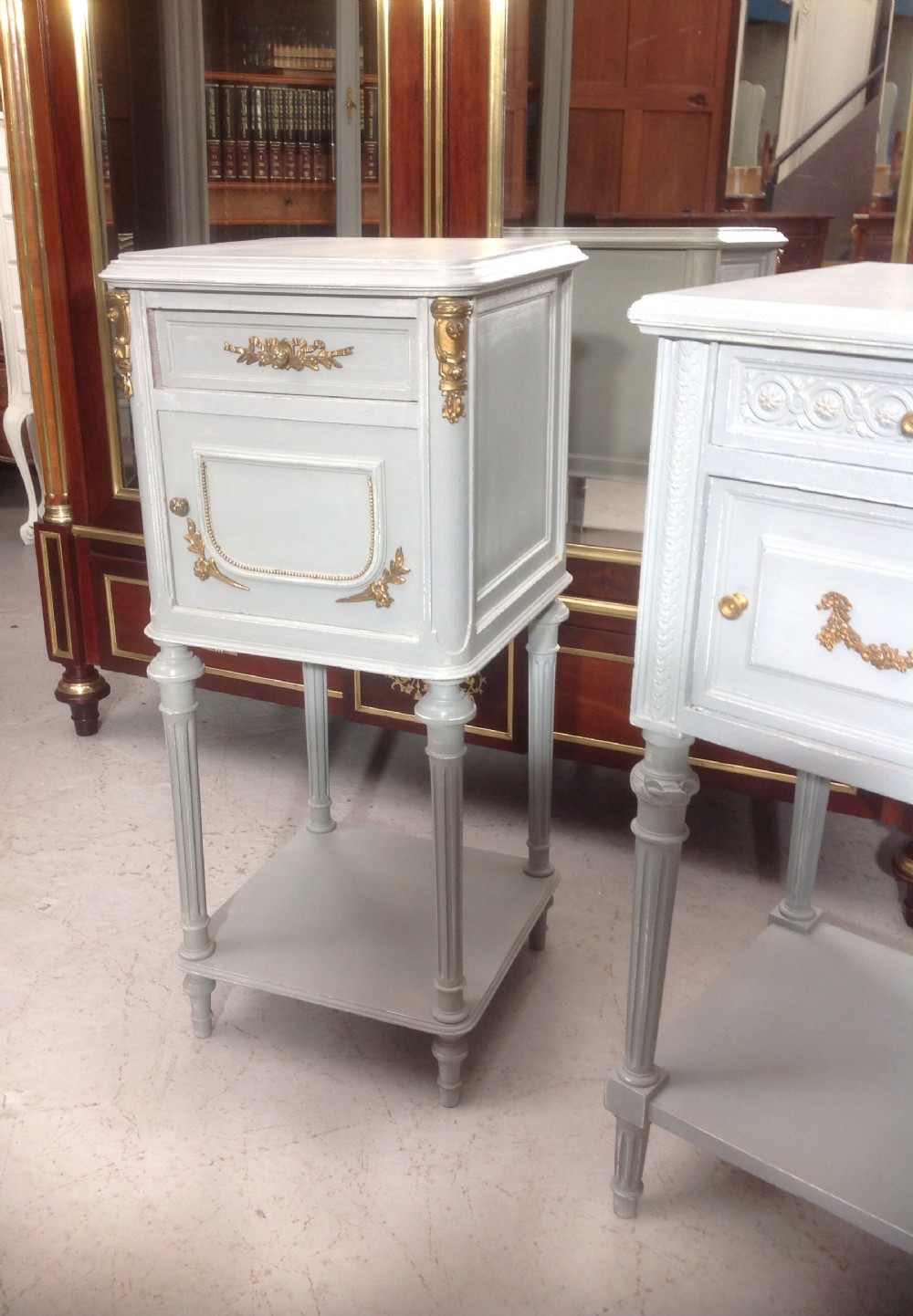 TWO PAINTED FRENCH BEDSIDE CABINETS View IV