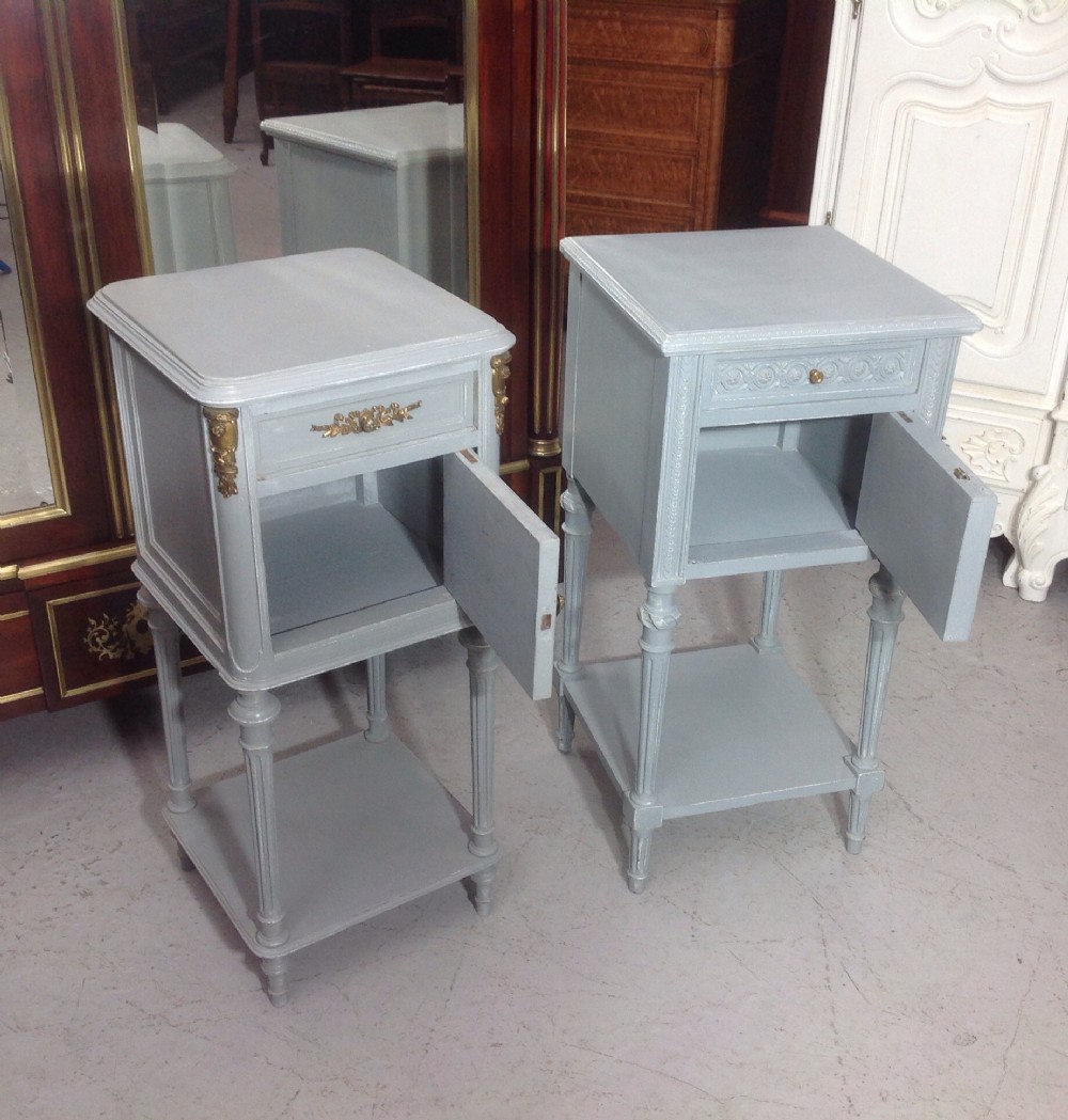 TWO PAINTED FRENCH BEDSIDE CABINETS View V