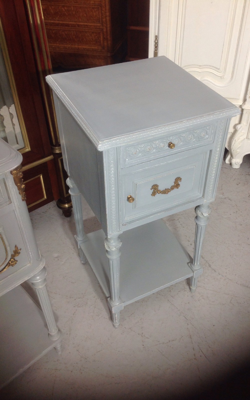 TWO PAINTED FRENCH BEDSIDE CABINETS View VII