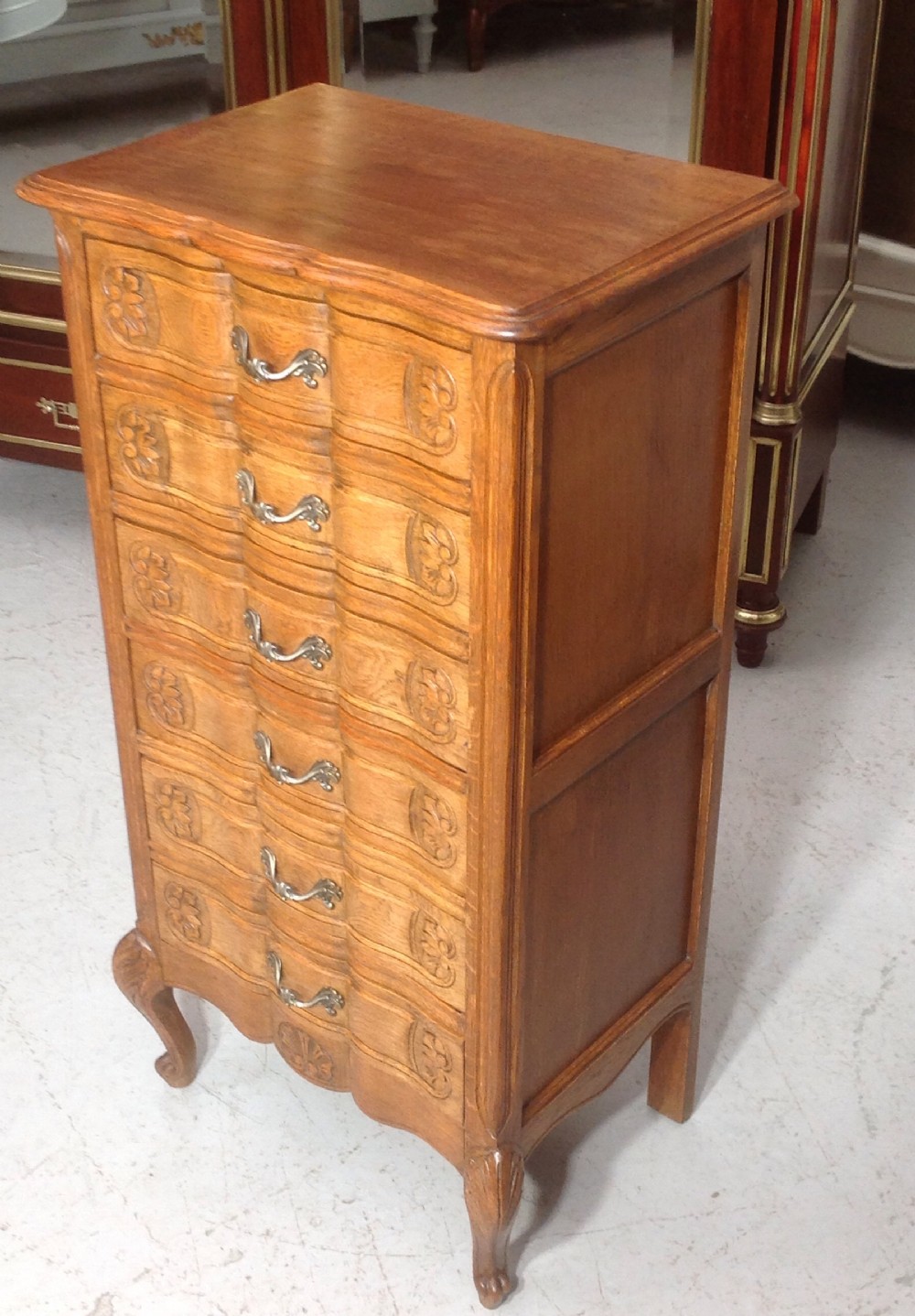 CARVED OAK FRENCH CHEST OF DRAWERS View II