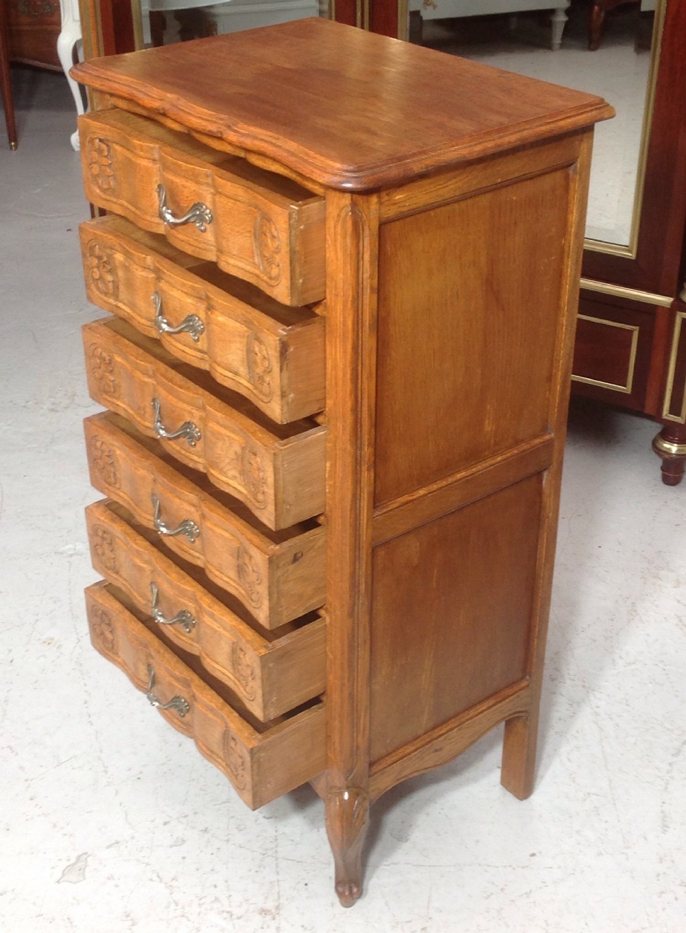 CARVED OAK FRENCH CHEST OF DRAWERS View IV