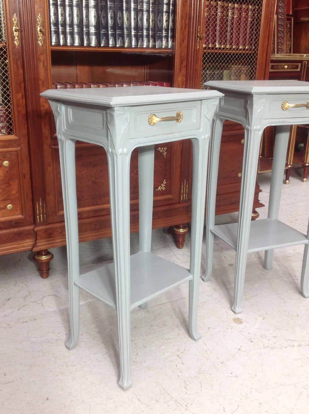 PAIR OF PAINTED FRENCH BEDSIDE CABINETS View II