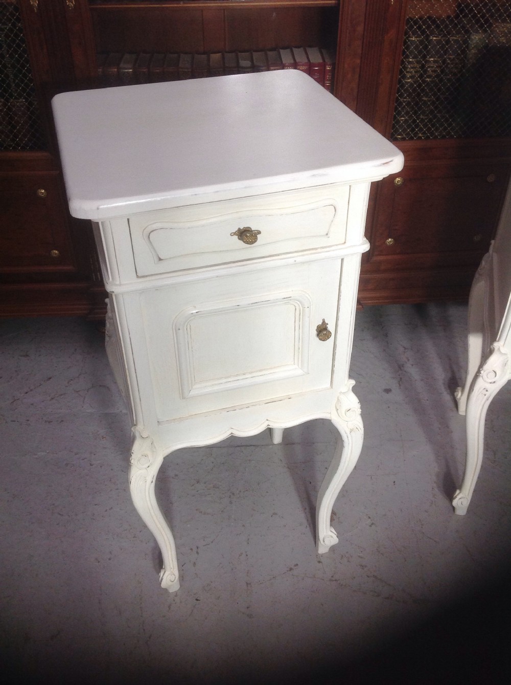 PAINTED PAIR OF FRENCH BEDSIDE CABINETS View II