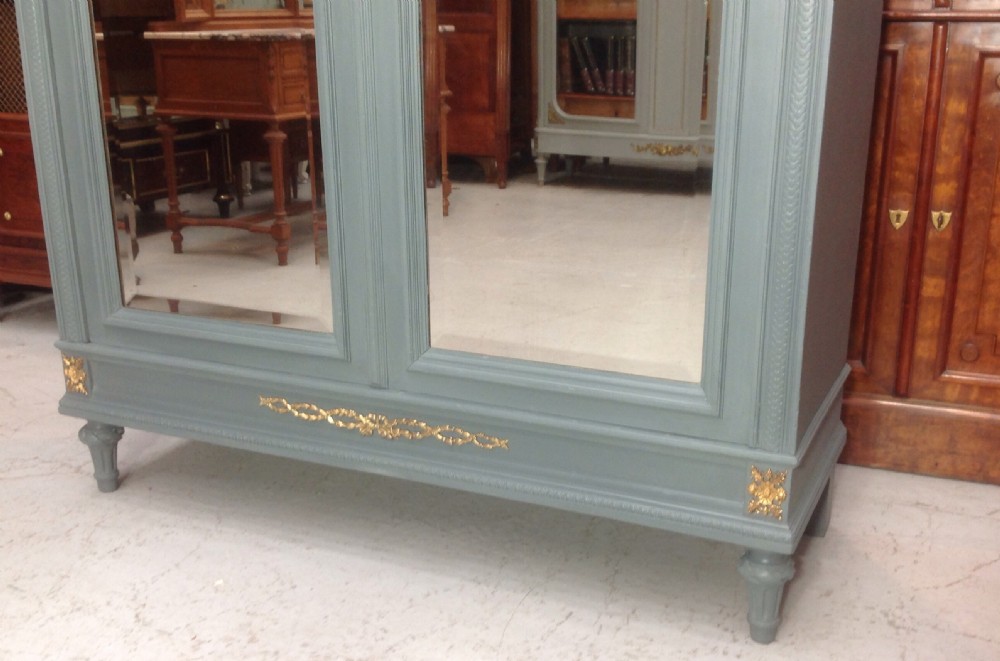 PAINTED FRENCH ARMOIRE WITH BRASS DETAILING View II