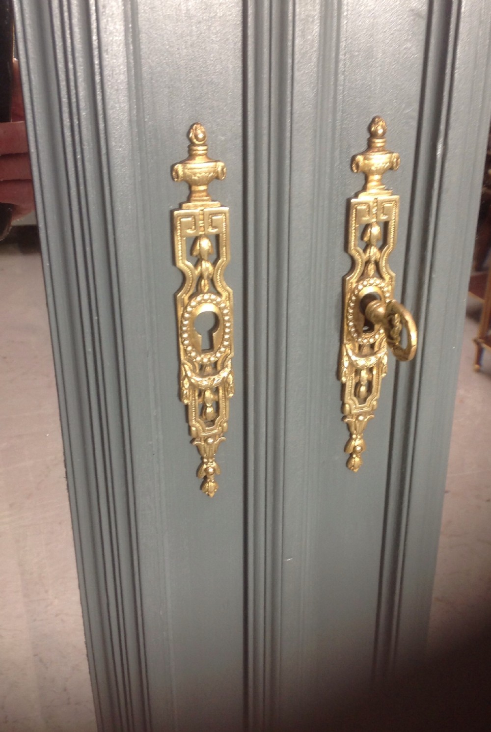 PAINTED FRENCH ARMOIRE WITH BRASS DETAILING View IV