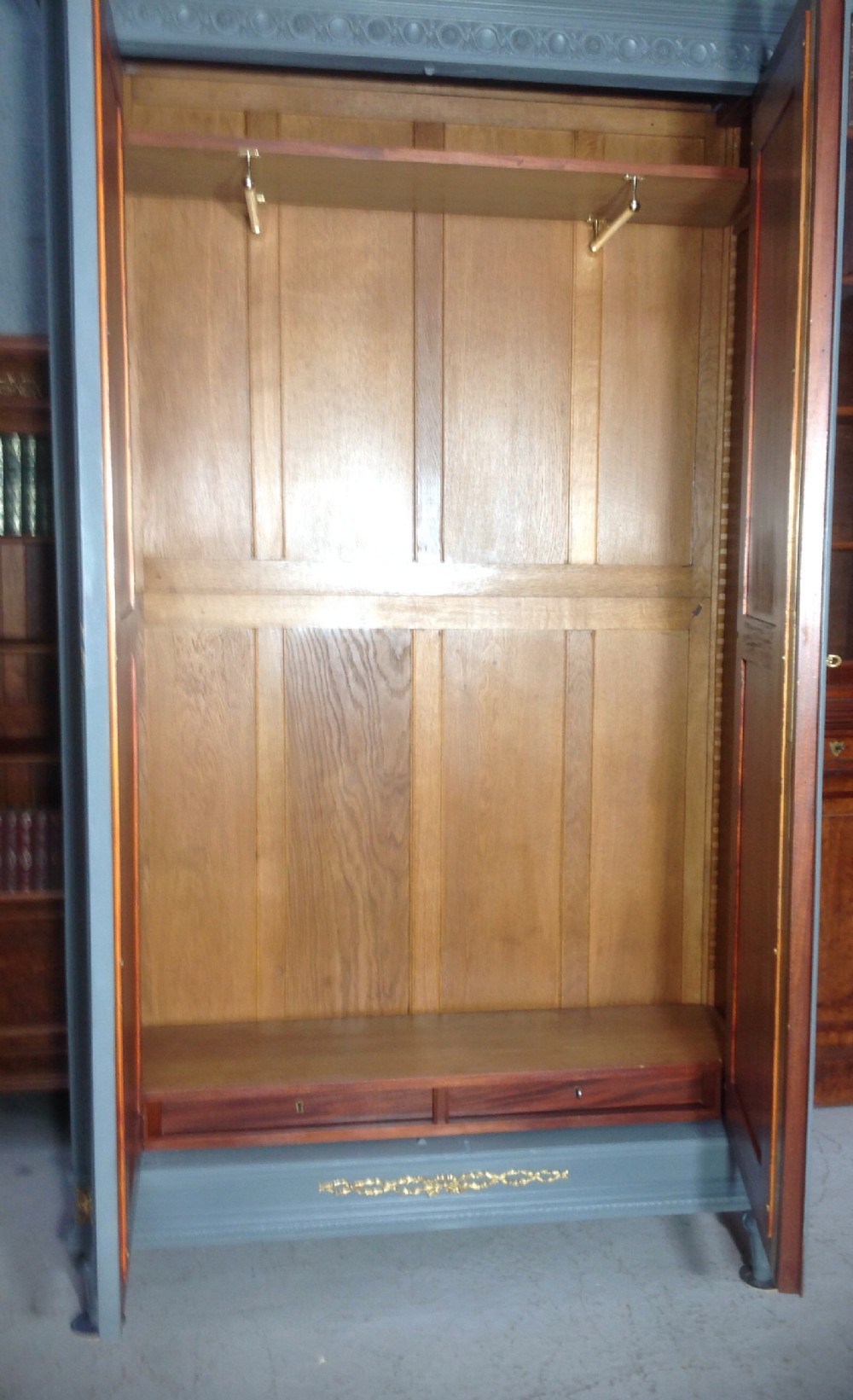 PAINTED FRENCH ARMOIRE WITH BRASS DETAILING View VIII