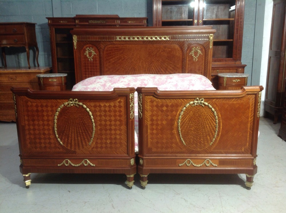 FRENCH EMPEROR INLAID AND BRASS BED