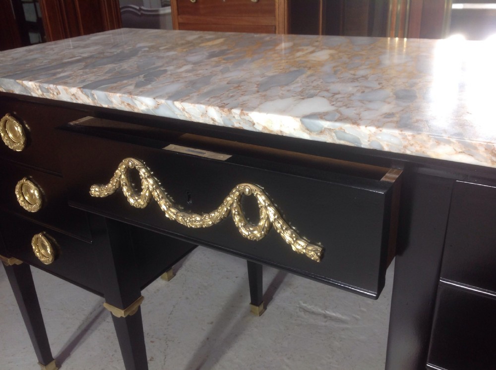 FRENCH EBONISED MAHOGANY KNEEHOLE TABLE View IX