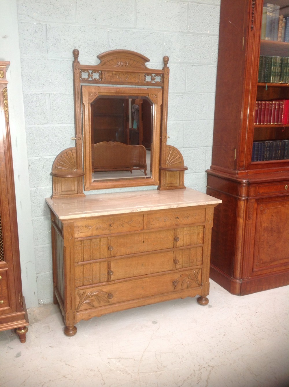 FRENCH OAK ARTS AND CRAFTS DRESSING TABLE