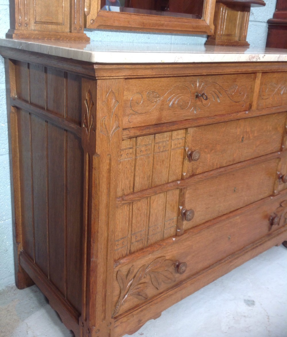 FRENCH OAK ARTS AND CRAFTS DRESSING TABLE View XIV
