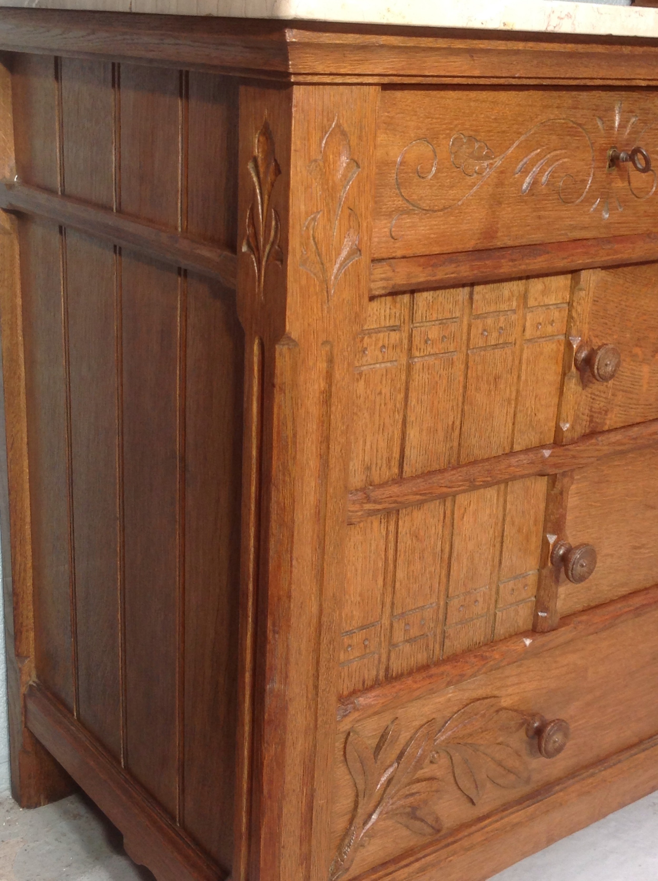 FRENCH OAK ARTS AND CRAFTS DRESSING TABLE View XV