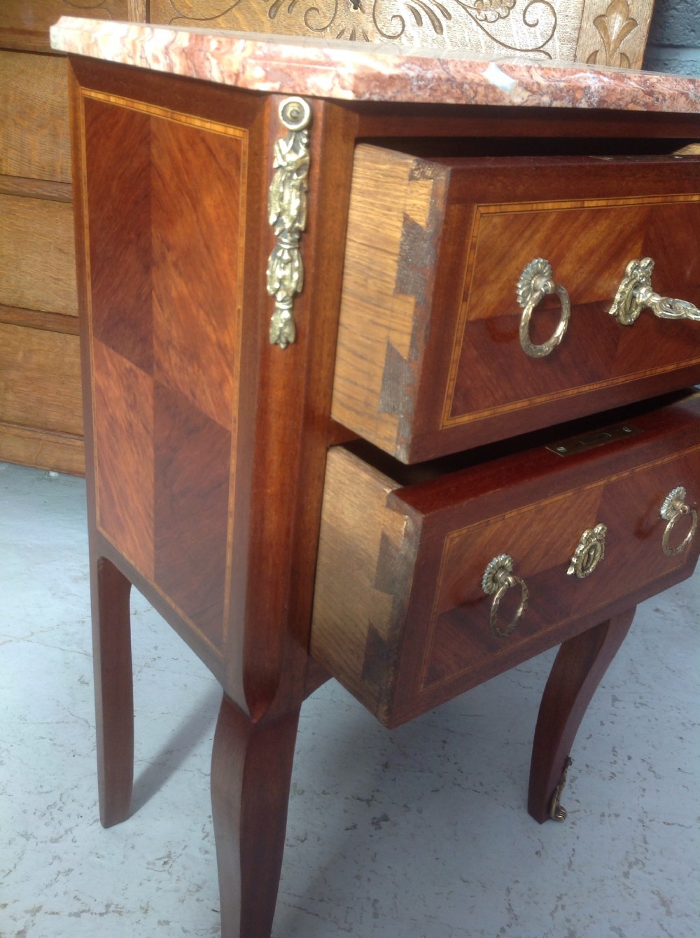 INLAID FRENCH MARBLE TOP CABINET View V