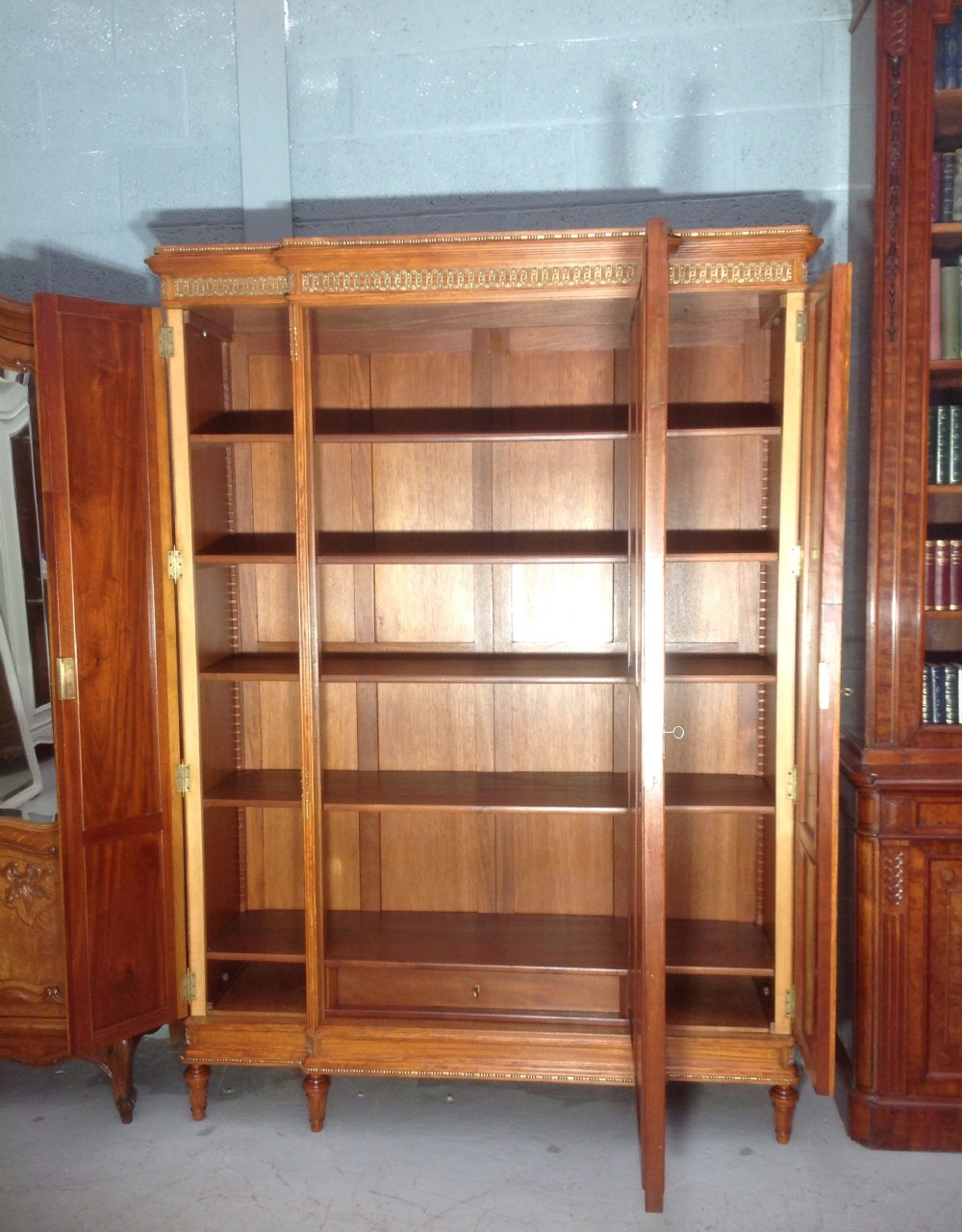 LARGE FRENCH TRIPLE SATINWOOD ARMOIRE View VII