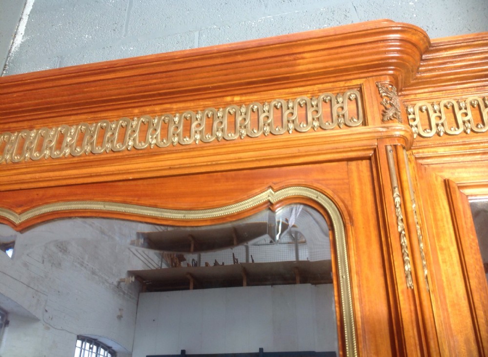 LARGE FRENCH TRIPLE SATINWOOD ARMOIRE View IX