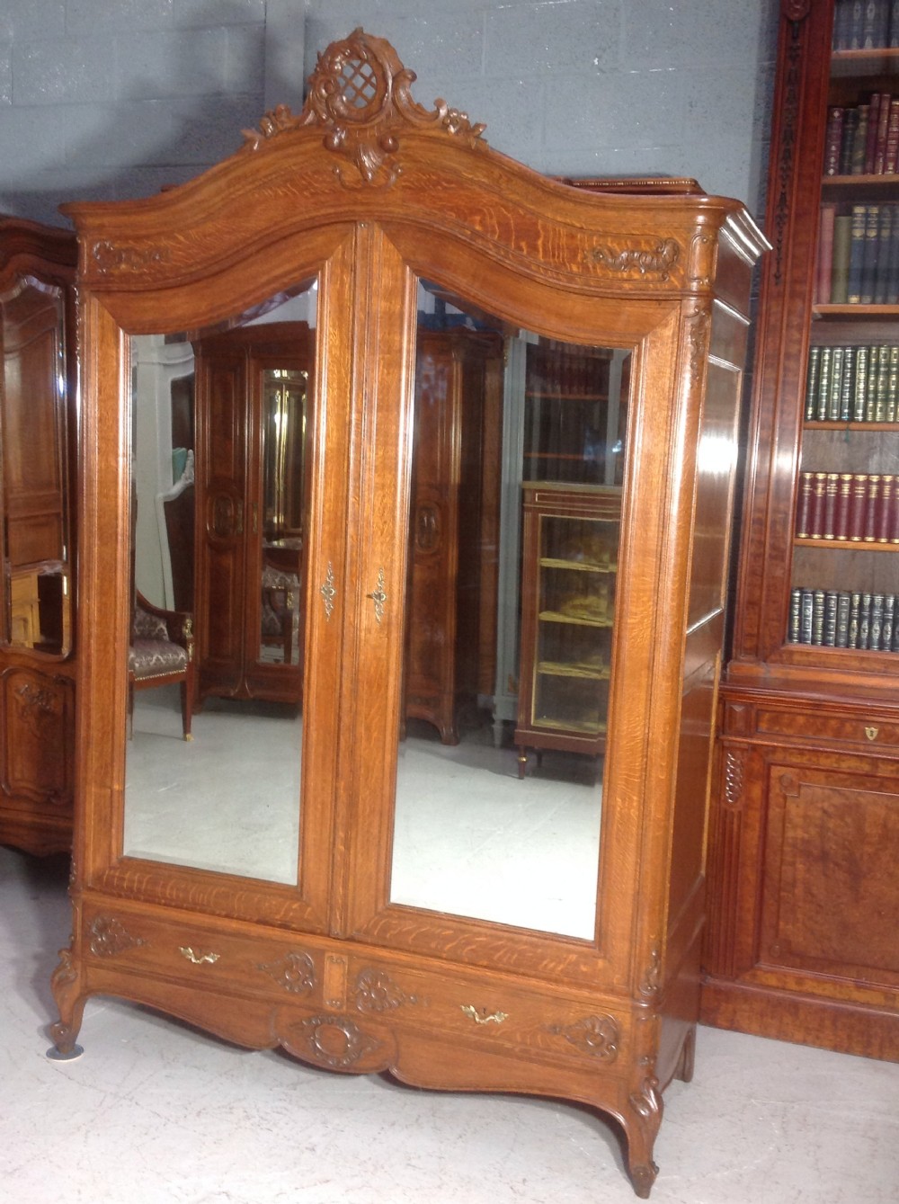 CARVED OAK FRENCH ARMOIRE