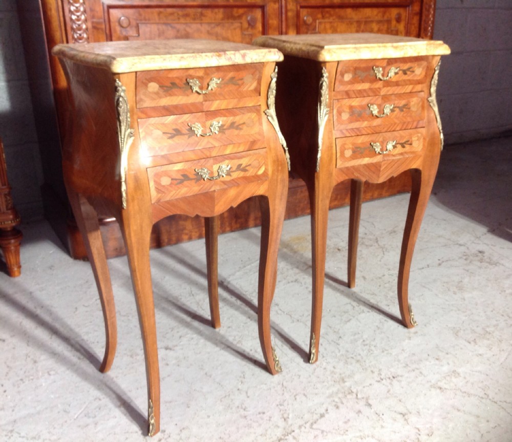 PAIR OF FRENCH MARQUETRY BEDSIDE CABINETS View II