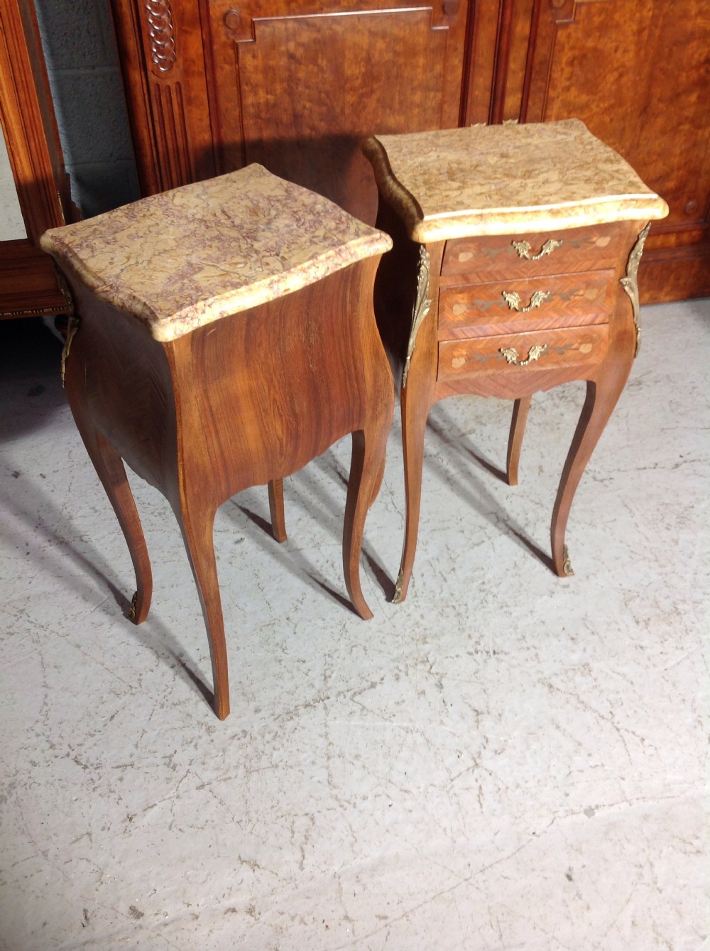 PAIR OF FRENCH MARQUETRY BEDSIDE CABINETS View VI