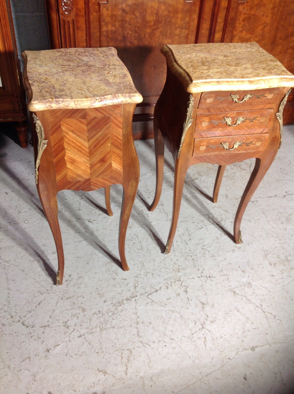 PAIR OF FRENCH MARQUETRY BEDSIDE CABINETS View VII