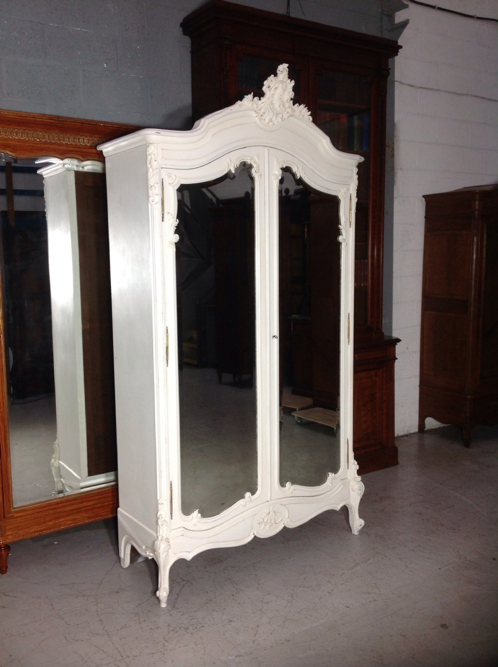 PAINTED FRENCH CARVED ARMOIRE
