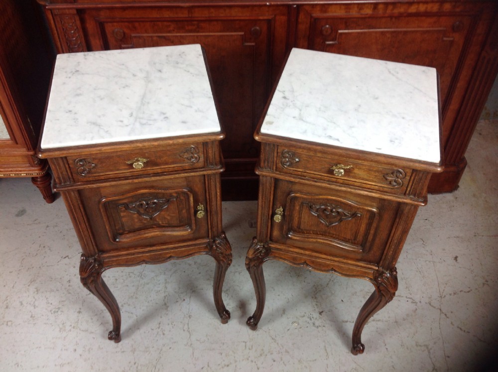 PAIR OF DARK OAK FRENCH BEDSIDE CABINETS View IV