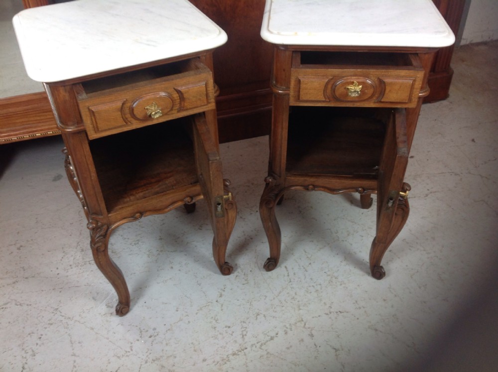 PAIR OF DARK OAK FRENCH BEDSIDE CABINETS View V