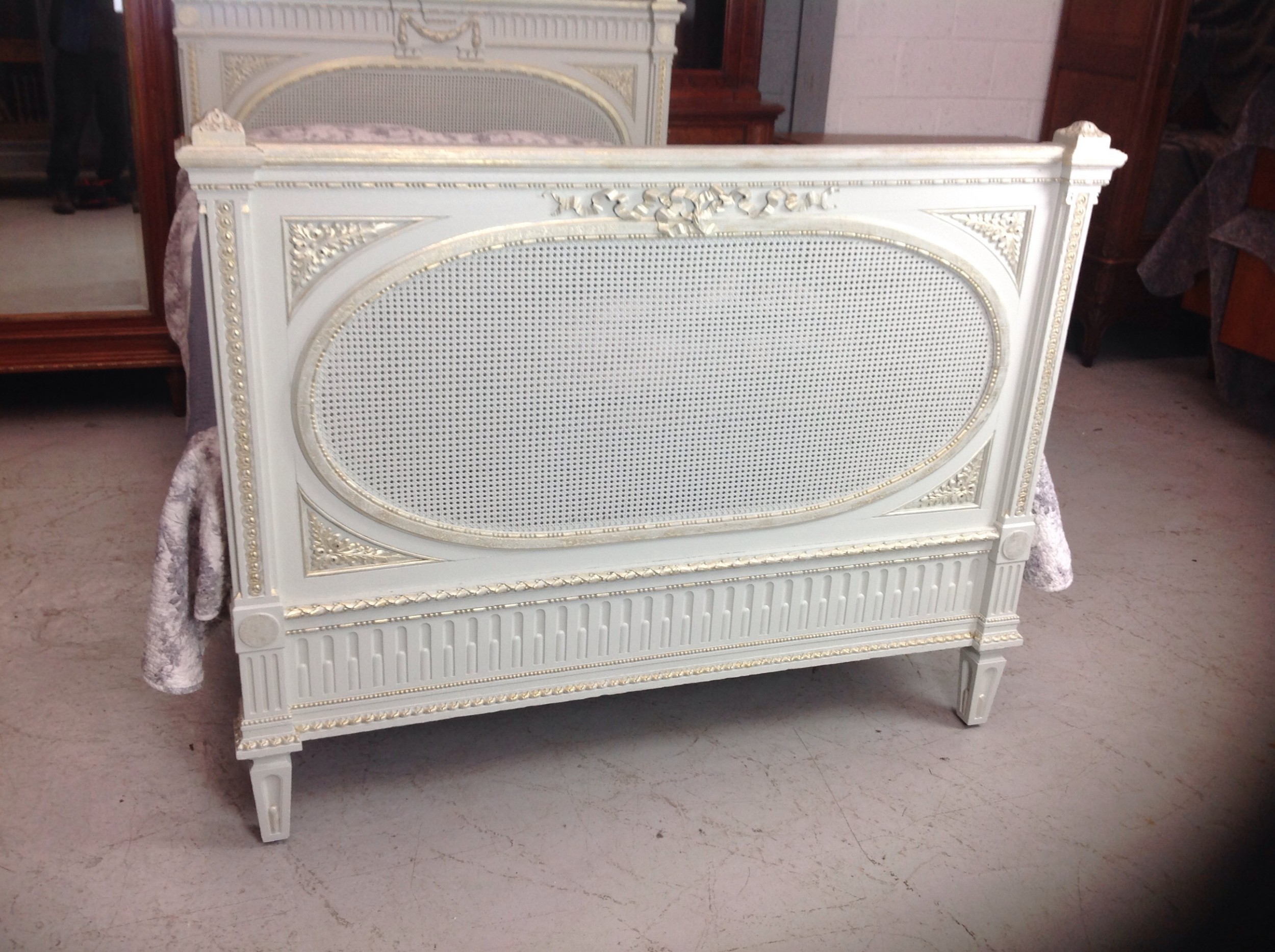STUNNING FRENCH PAINTED BERGERE KINGSIZE BED View XI