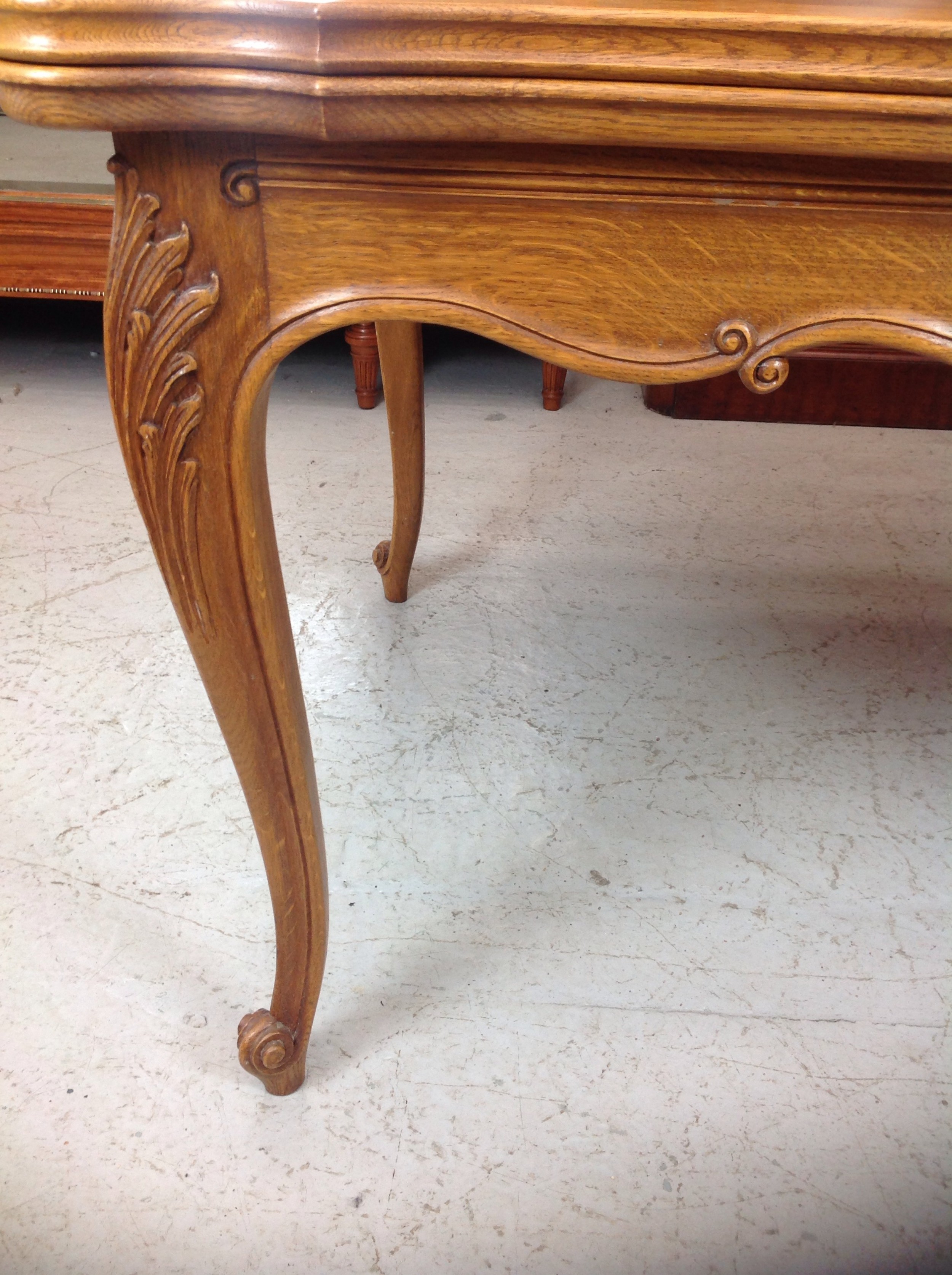 LARGE OAK FRENCH PARQUET EXTENDING DINING TABLE View IV