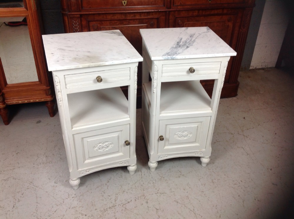 PAIR OF FRENCH PAINTED BEDSIDE CABINETS