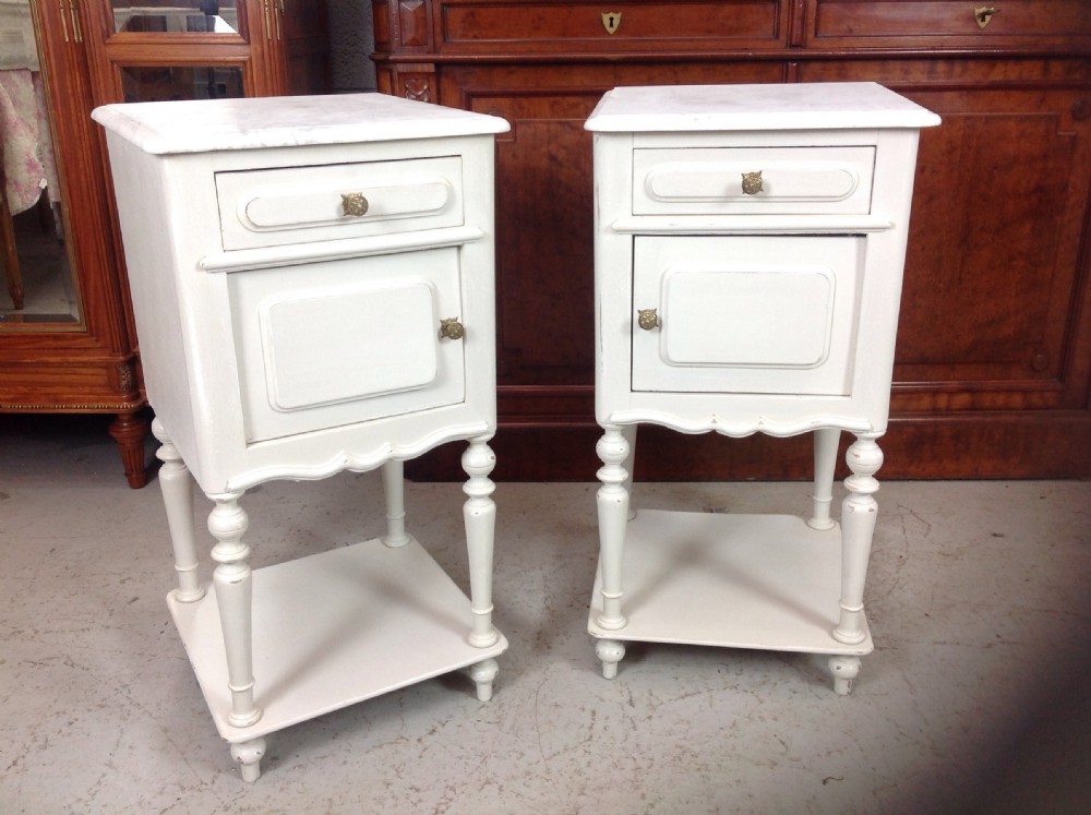 PAIR OF FRENCH PAINTED BEDSIDE CABINETS View II