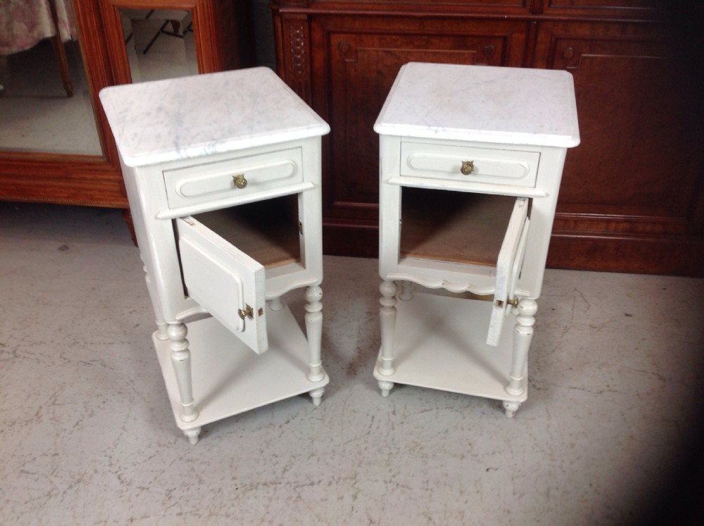 PAIR OF FRENCH PAINTED BEDSIDE CABINETS View III