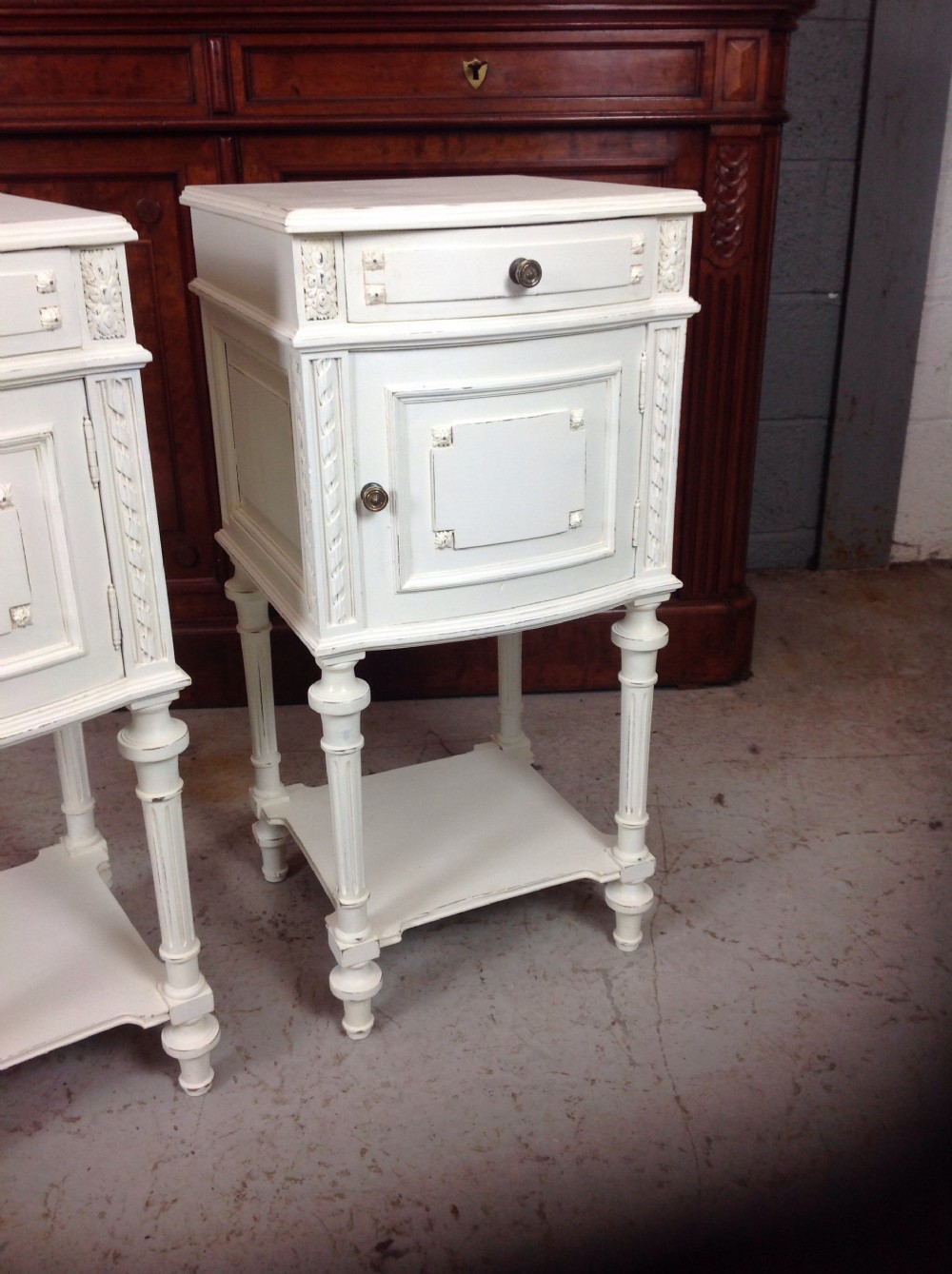 PAINTED PAIR OF FRENCH BEDSIDE CABINETS View III