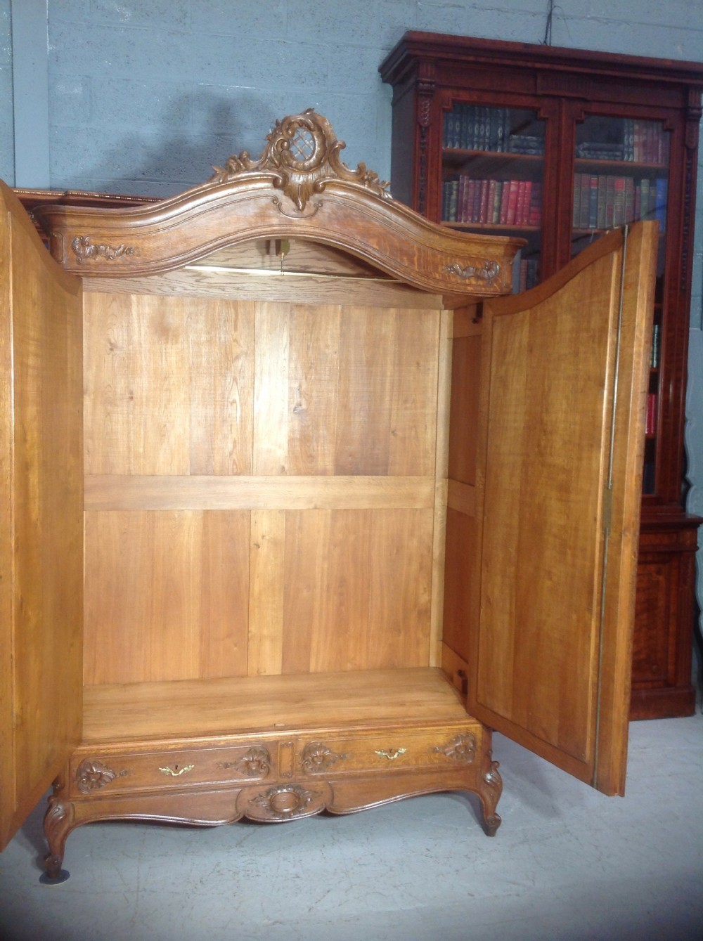 CARVED OAK FRENCH ARMOIRE View IX