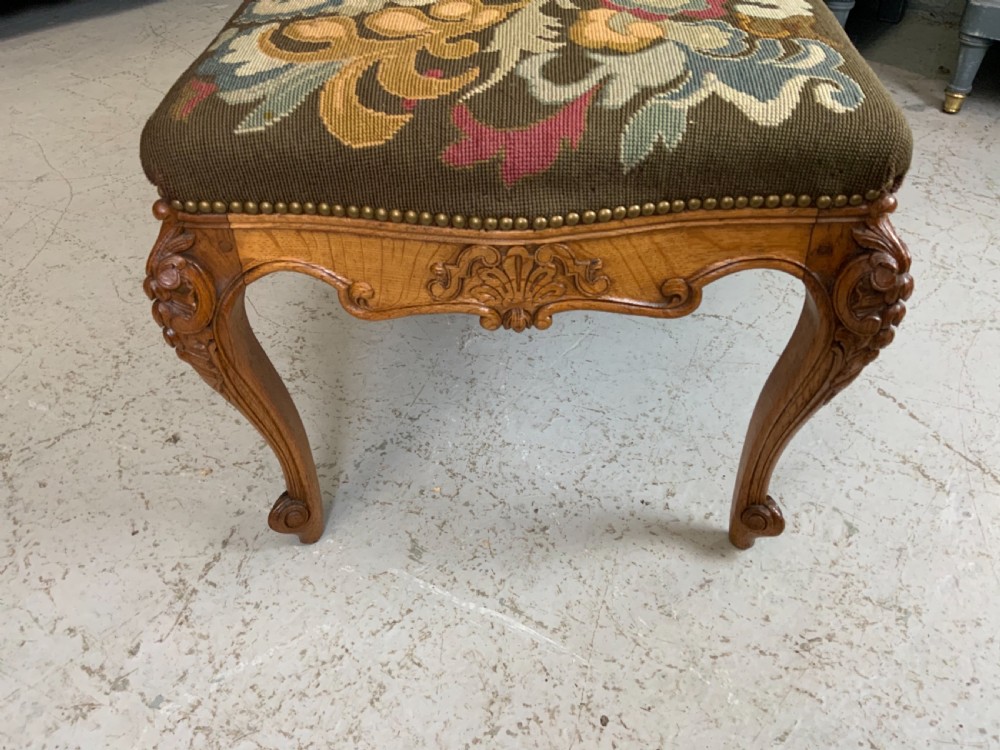 LARGE ORNATELY CARVED OAK FRENCH STOOL View IV
