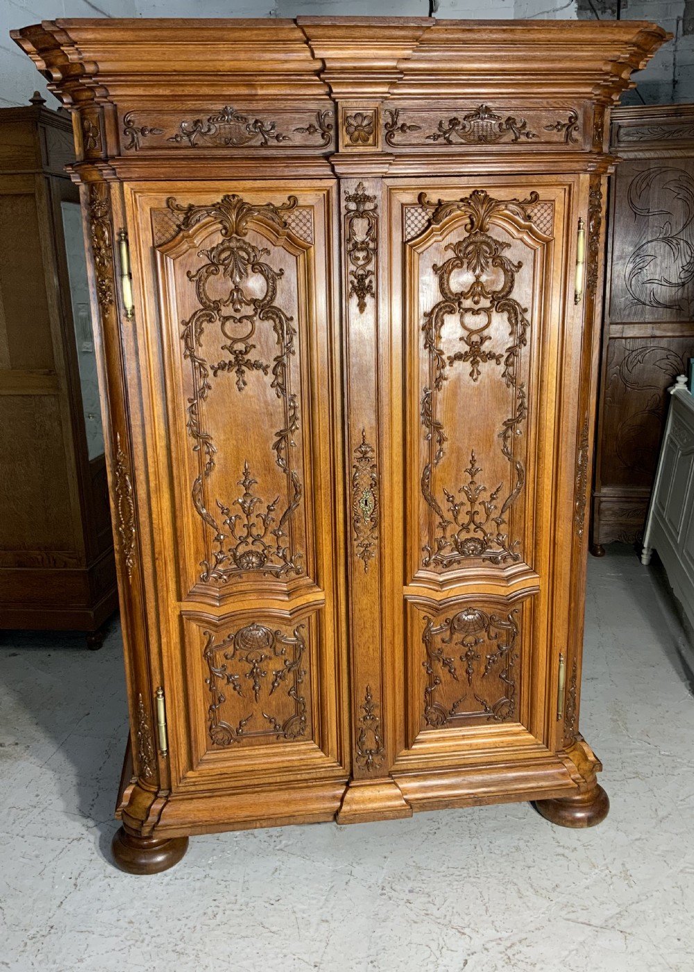 OUTSTANDING CARVED FRENCH ARMOIRE 