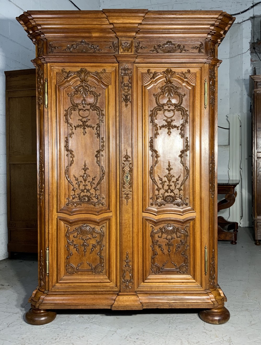 OUTSTANDING CARVED FRENCH ARMOIRE  View II