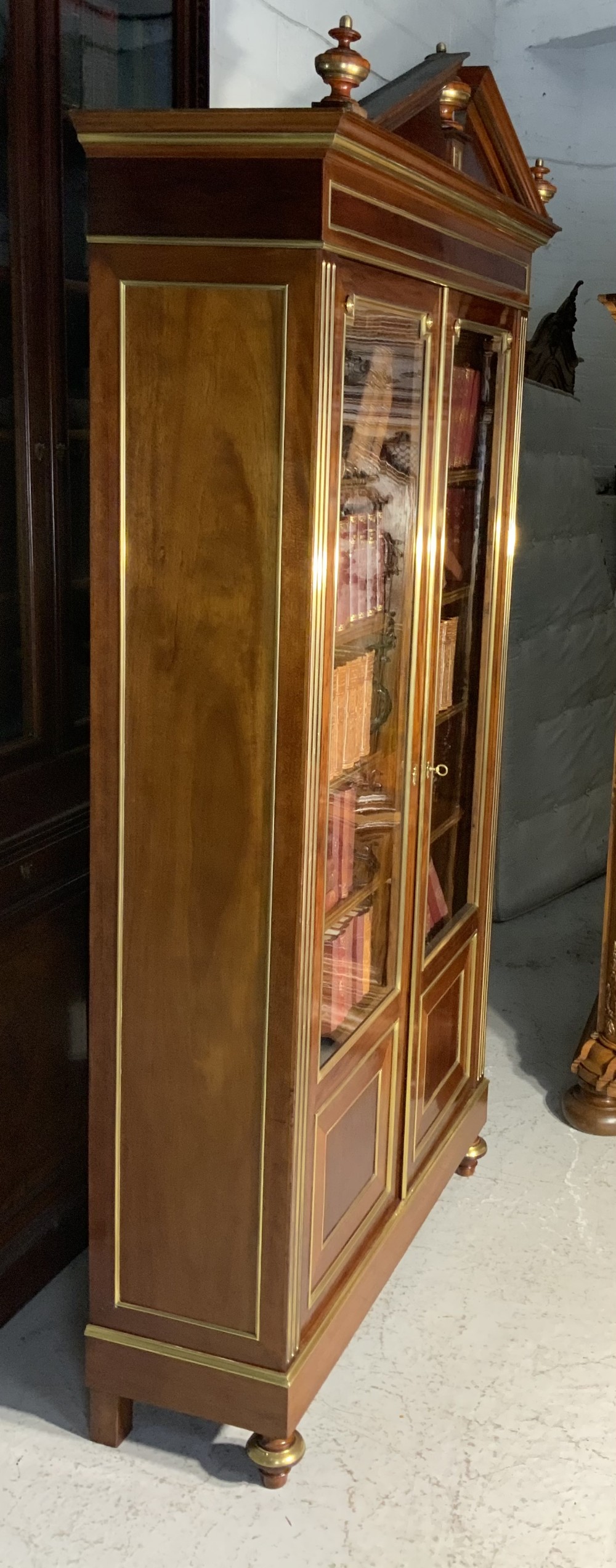 BRASS AND MAHOGANY FRENCH BOOKCASE  View IX