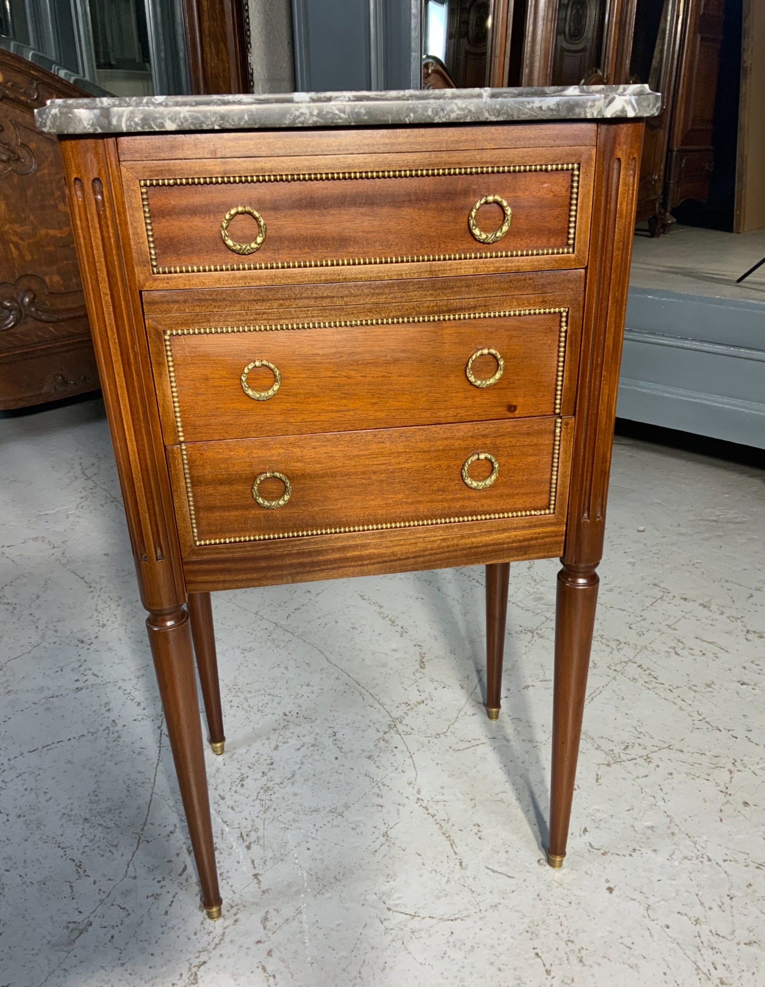 MARBLE TOP FRENCH MAHOGANY CHEST OF DRAWERS  View IV