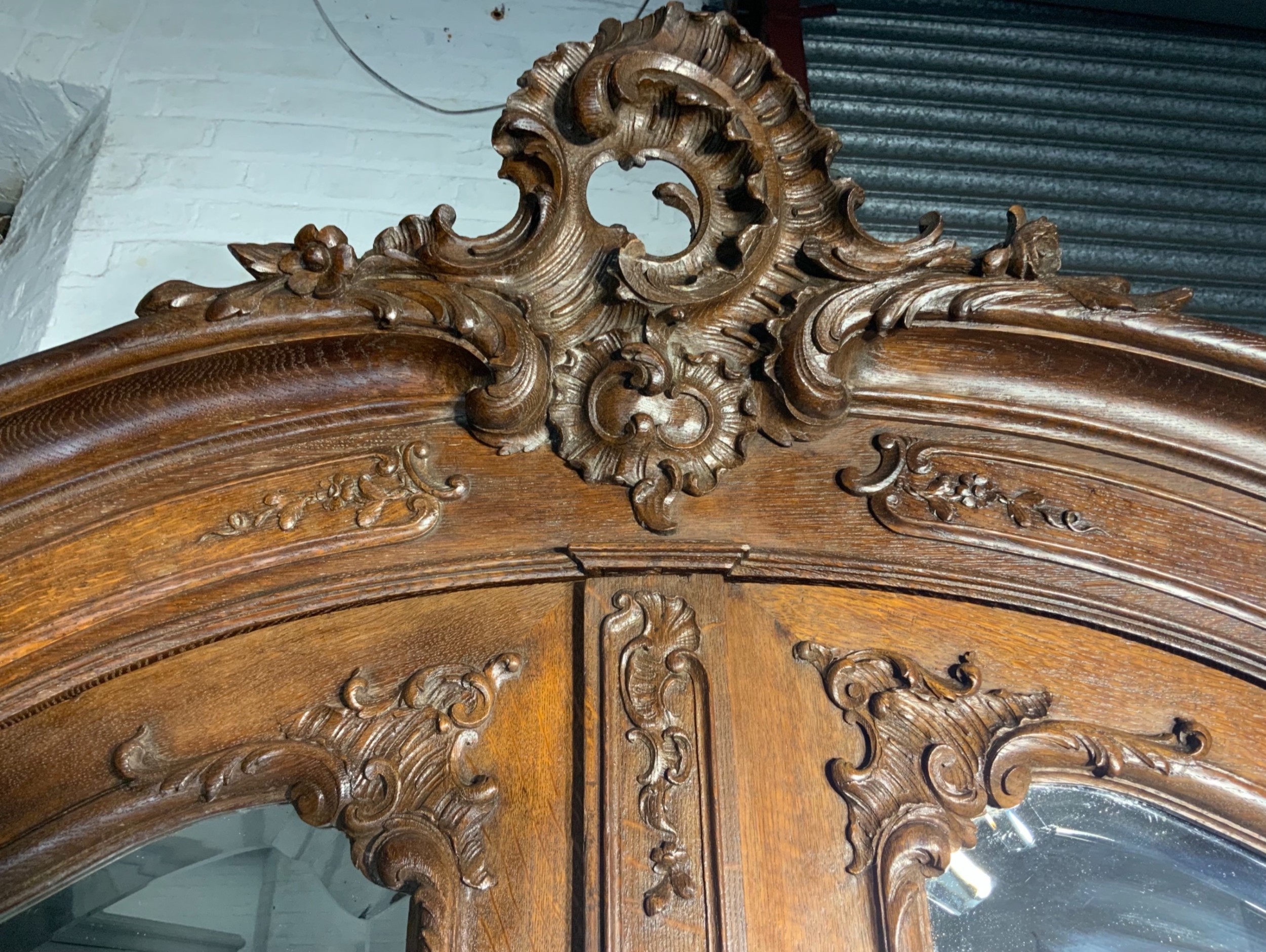 STUNNING PAIR OF FRENCH CARVED OAK ARMOIRES View IV