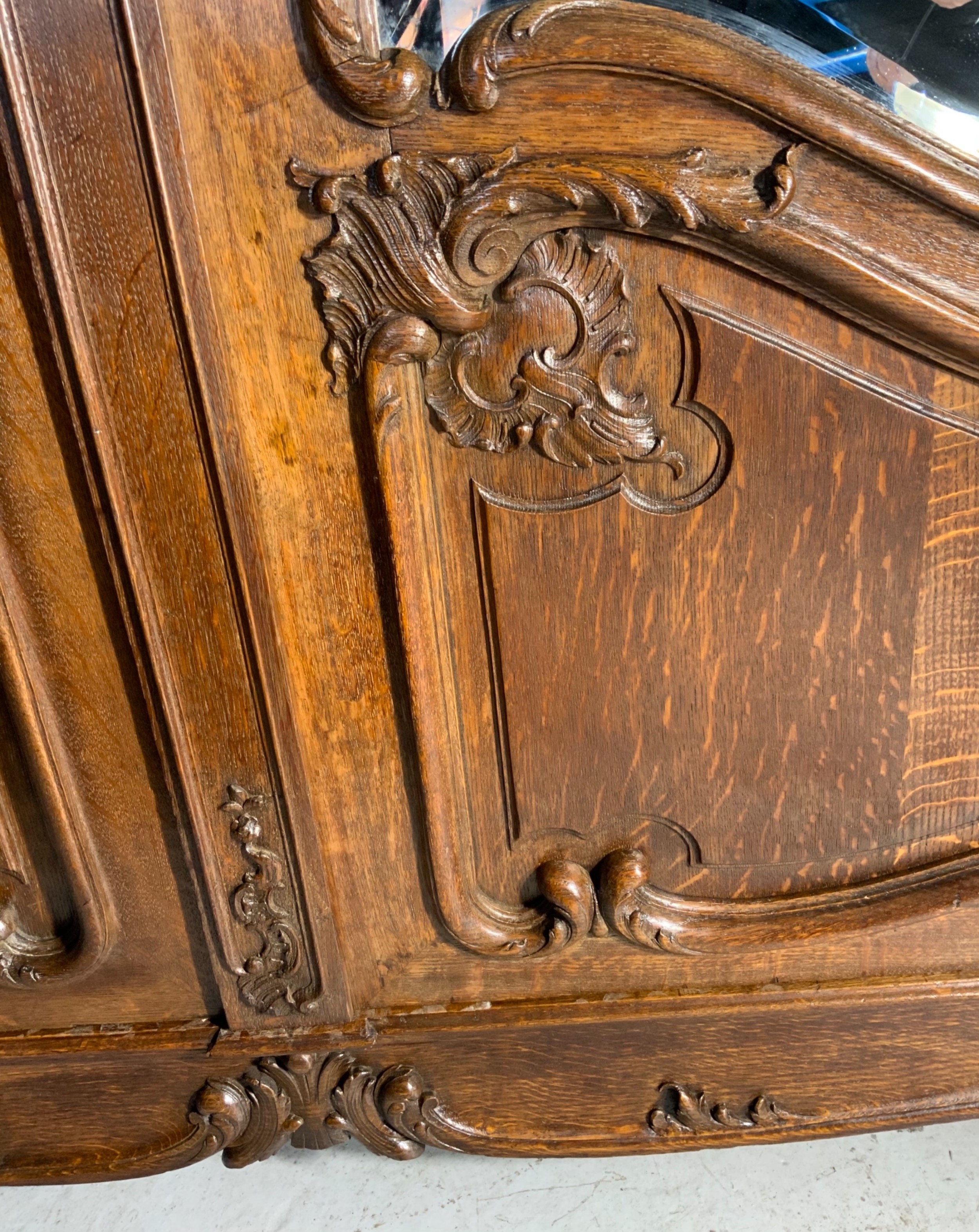 STUNNING PAIR OF FRENCH CARVED OAK ARMOIRES View V